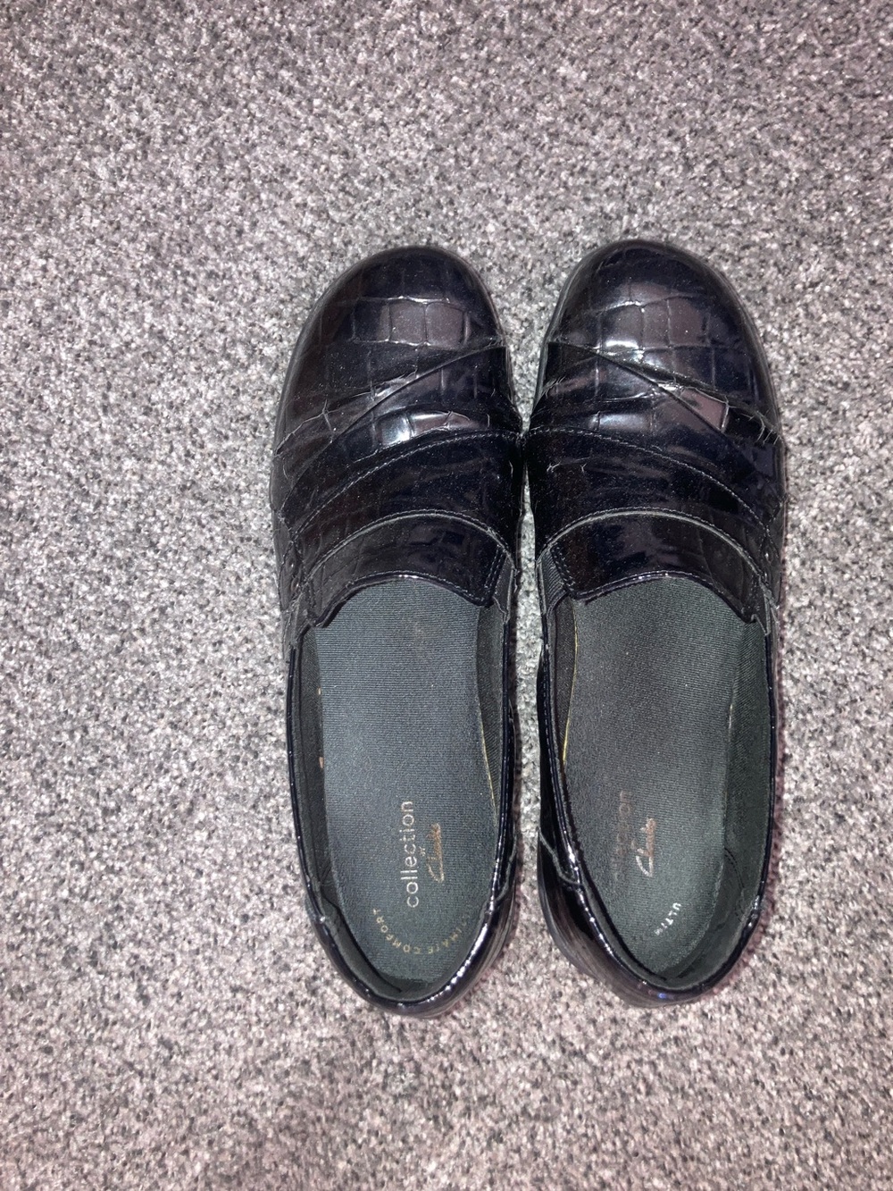 Clarks Black Croc-Embossed Slip-On Loafers